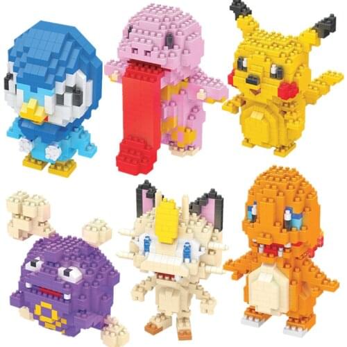 DIY Pokemon Building Blocks Toys Bricks Pikachu Charizard Anime Doll Pocket Monster Mini Building Blocks Model Children Gifts