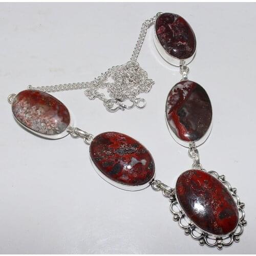 Crazy Lace Agates Necklace Silver Overlay over Copper , 51.5 cm, N0837