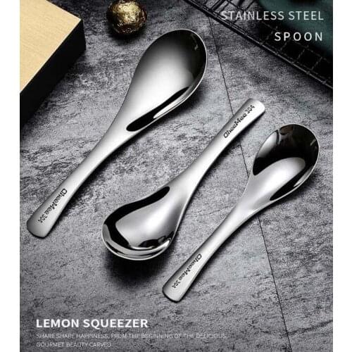 Stainless Steel Spoon Ice Cream Dessert Kitchen Tableware Cutlery Rice Soup Home