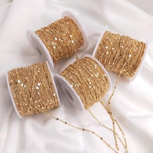 1meter Width 1.5mm Copper Press Rounding Chain Gold Necklace Earring Anklet Bracelet Bulk Chains For Jewelry Making DIY Supplies