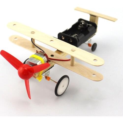 DIY Biplane Aircraft Model Handmade Toys Physical Building Blocks Kits Assembled Toy Teaching Tool Teaching Equipment for School