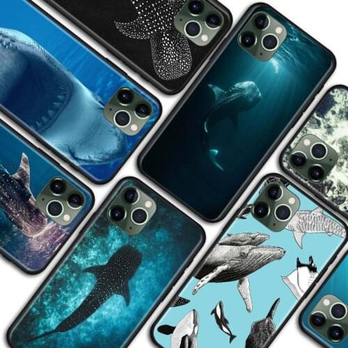 Phone Case for iPhone 11 Pro 7 8 SE 2020 X XR XS MAX 11 Pro Max 12 Pro 6 6s 7 8 Plus Soft Cover Ocean Whale Shark Swimming Shell