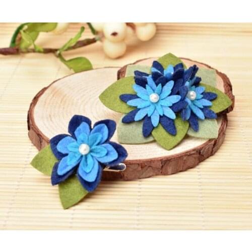 Felt DIY Craft 2pcs/lot Beautiful Flower Wool Poke DIY Kits Multiuse Christmas Deco Bag Wind Chimes Brooch Children Hair
