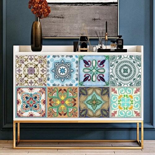 Venice Colorful Flower Line Tiles Wall Sticker Cabinet Of Bathroom Bedroom Living Room Mural Waterproof Floor Hard-wearing Decal