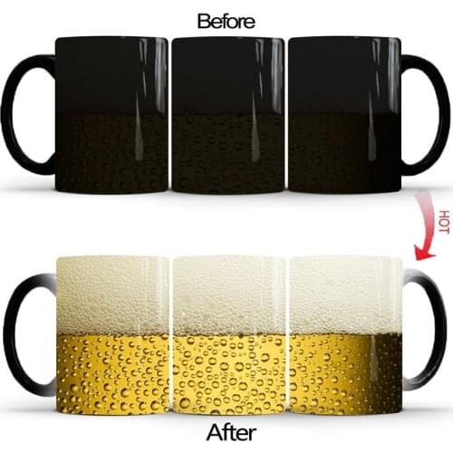 New 350mL Beer Color Changing Magic Heat Sensitive Tea Cup Coffee Mug Ceramics Mug for Your Kids or Friends Creative Gifts