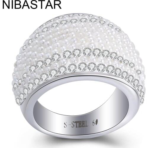 New Arrival 316L Stainless Steel Wedding Rings For Women Fashion Good Austrian Crystals Ring With Full Sizes
