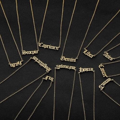 Ofertas Ins Style Fashion Creative Exquisite Individual English Letter Constellation Female Zinc Alloy Necklace for Women