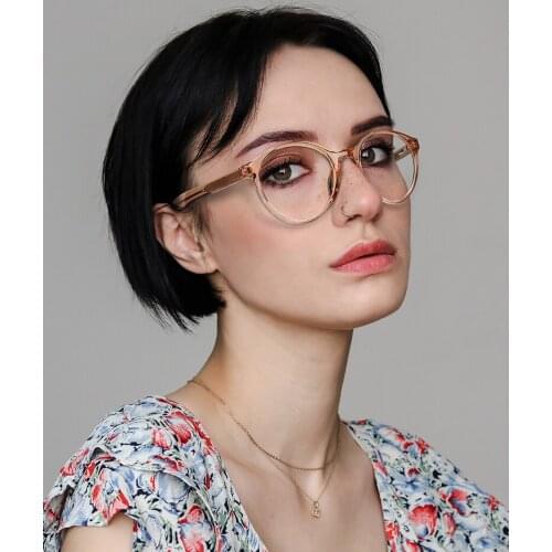 Transparent Fashion Simple Design Round Women Men Eyewear TR90 Optical Glasses Frame Anti Blue Light Blocking Lens