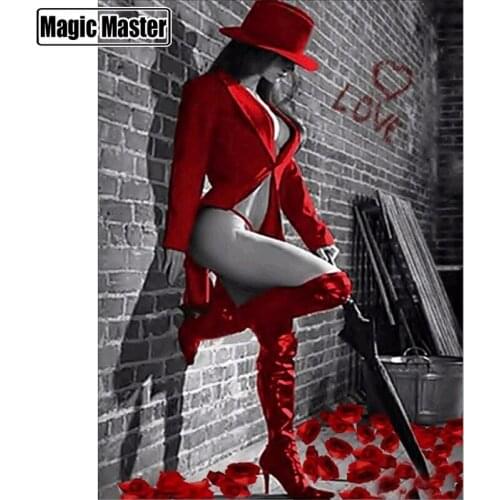 Full Diamond Embroidery 5D DIY Diamond Painting "Sexy Red Suit Woman" Cross Stitch Picutre Of Mosaic Craft Home Decoration