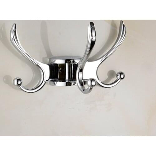 Coat Hook Rotation Three Hooks Zinc Alloy Wall Hanger Towel Bathroom Robe Accessories(Rose Gold)