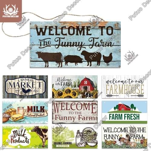 Putuo Decor Farm Signs Farmhouse Sign Wooder Hanging Plaque Decorative Plaque for Farmhouse Decor Cowshed Farm House Decoration