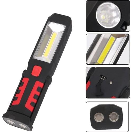 Working Light COB LED Flashlight Torch USB Charging Portable Lamp for Camping Climbing Hunting