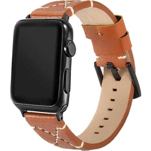 Good Quality Genuine Leather Smart Watch Band For Apple Watch Band 6 5 4 3 2 1 SE For iWatch 44/40 mm 42/38mm Replacement Strap