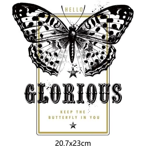 Iron on Letters Transfers Patches For Clothing Vinyl Thermo Stickers Applique Diy Butterfly Thermotransfer Stripes On Clothes