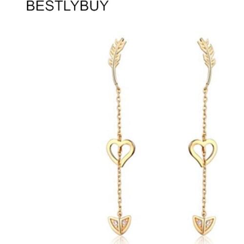 BESTLYBUY 925 Sterling Silver Women Drop Earrings Cupids Arrow Shape Dangle Earrings Fashion Birthday Bijoux Gift for Girl
