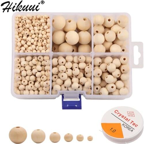 1105 Pcs Natural Round Loose Wood Beads Jewelry DIY Making Bracelet Necklace Wooden Beads With Box