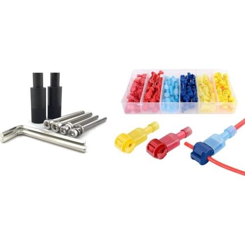 120 Pcs Quick Splice Wire Terminals T-Tap Disconnects Kit & 1 Set AN3 Brake Line Hose Adapter Kit