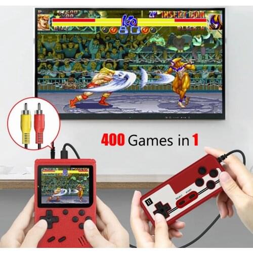 2020 New Built in 400 Games 1000mAh Battery Retro Video Handheld Game Console+Gamepad 2 Players Doubles 3.0 Inch LCD Game Player