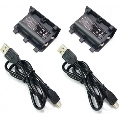 2pcs/lot 2400mAh Controller Battery with USB Charging Cable Bateria Pack for XBOX ONE Wireless Gamepad Rechargeable Battery Kit