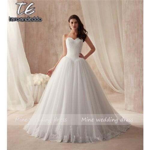Simple Style Ball Gowns Wedding Dress Puffy with Delicate France Lace Vestido De Noiva Sereia