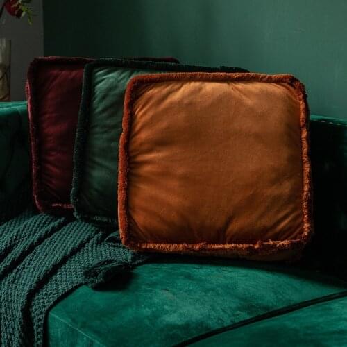 Velvet Solid Color Outdoor Tatami Cushion Pouf Throw Sofa Soft Seat Cushion Square Office Pillow 40x40cm