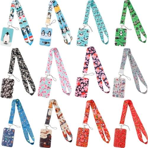 Ransitute R2334 Pepper Cherry Blossom Animal Lanyard Credit Card ID Holder Badge Man Women Travel Bus Business Card Cover Badge