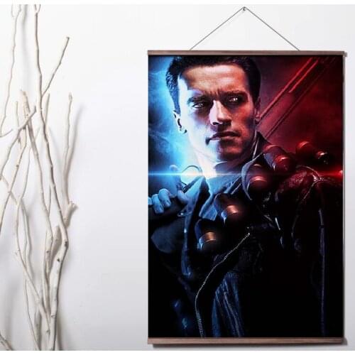 More Style Choose Terminator 2 Judgment Day Movie Art Print canvas Poster Canvas Scroll Painting with wood