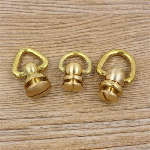 Designer leather craft solid brass rivet and studs with screws D ring and triangle design rotate head spikes