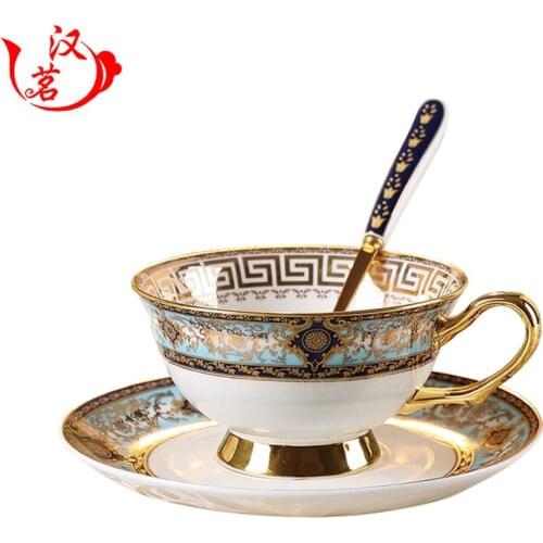 European Style Gold Bone Porcelain Coffee Cup Porcelain Tea Cup Sets Tea Coffee Cup Set Royal Classic Bone China High Tea HH50BD