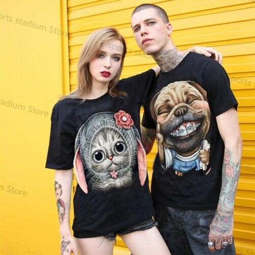Mens Womens T-shirt Personality 3D Shirt Bully Dog Graffiti Animal Dog Graphic T-shirt Hip Hop Fun Funny Fashion Oversized Tee