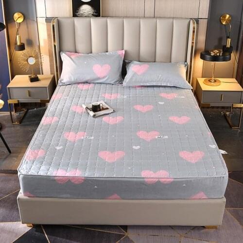 Cartoon Printed Cotton Quilted With Elastic Non-Slip Bed Sheet, Exquisite Mattress Cover Fitted Sheet, For Children And Adults