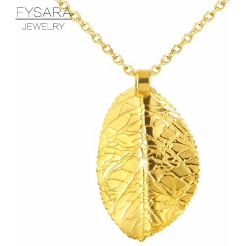 FYSARA Stainless Steel Classic Leaf Pendant Necklace for Women Sweater Chain Statement Choker Short Necklace Stainless Steel