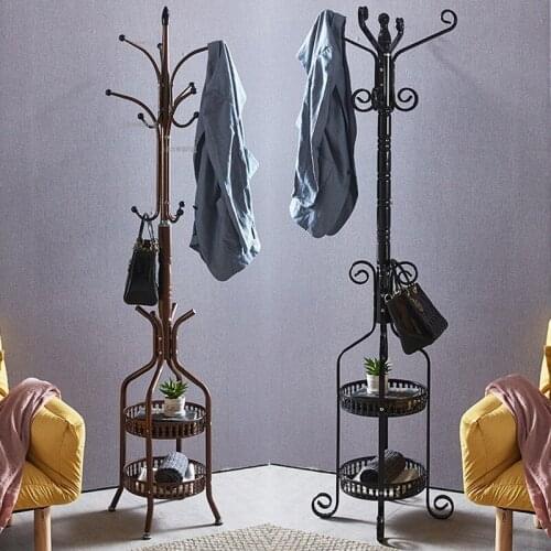 Wrought Iron Hallway Porch Floor Hanger for Home Bedroom Living Room Coat Racks Modern Minimalist Office Hotel Balcony Bag Rack