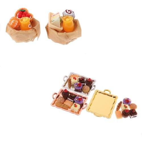 1/12 Dollhouse Miniature Dessert Cake Kitchen Fake Food Cake Toy Doll Kitchen Toys DIY Simulate Cake Toys Decor Craft