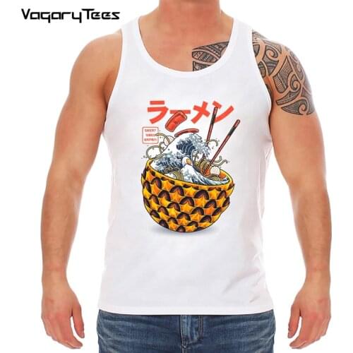 Japan Style Cute Kawaii Sushi pineapple ramen Print Tank top Summer men Funny Casual Tops Fashion Vest
