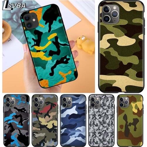 Camouflage cool for Apple iPhone 12 Pro Max Mini 11 Pro XS Max X XR 6S 6 7 8 Plus 5S SE2020 Soft Black Phone Case