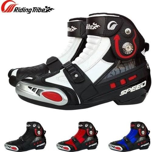 Riding Tribe Microfiber Leather Motorcycle Boots Waterproof Breathable Speed Moto Protector Motocross Motorbike Boots Shoes