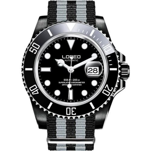 Original LOREO 200m Waterproof Diving Watch Seagull movement Men Automatic Watches Luminous Stainless Steel Mechanical Watch+Box