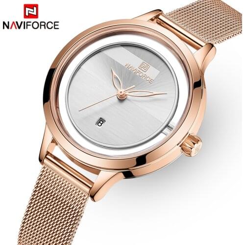 NAVIFORCE Luxury Brand Watches Women Bracelet Quartz Ladies Watch Steel Mesh Waterproof Wristwatches Girl Clock Relogio Feminino