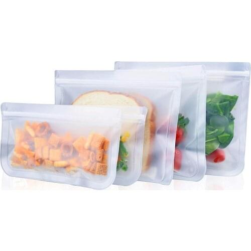 New Arrival 5Pcs Reusable Frosted Self Sealed Sandwiches Food Freezer Storage Bag Organizer