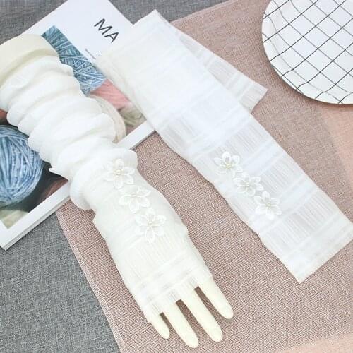 Summer small fresh sunscreen gloves womens thin UV protection bike driving sunscreen sleeves long arm sleeves