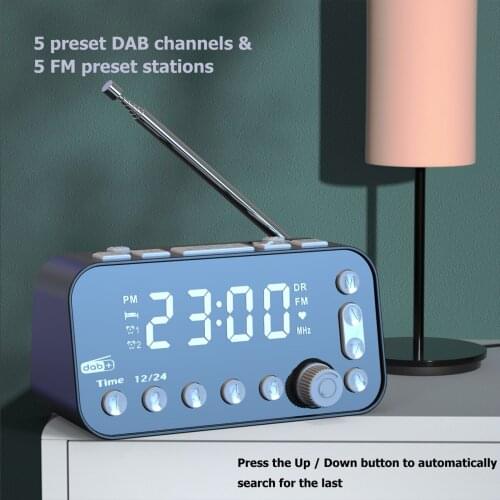 Portable LED screen bedside wireless DAB/FM radio alarm clock, multi-function radio speaker with large display dual alarm clock