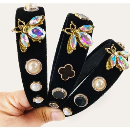 Gem Baroque Headbands Bee Colored Rhinestone Hair Band Women Girl Rhinestone Diamond Luxury Hair Accessories Crystal Hairbands