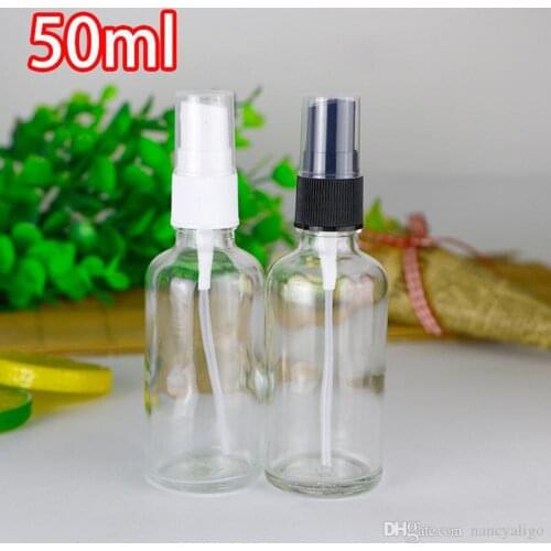 Empty Glass Perfume Bottles 50ml Portable Perfume Spray Bottle Clear Cosmetic Containers with Plastic Head Sprayer