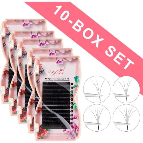 10pcs Easy Fanning Eyelash Extensions Volume Lashes Mix Camellia Bloom Lash Extension Supplies Wholesale Lashes Pink Eyelash Box