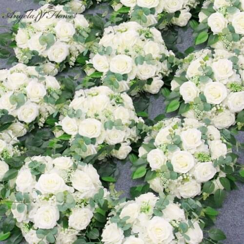 Rose Hydrangea Artificial Flower Ball With Green Eucalyptus Leaf Bouquet Wedding Deocoration Table Centerpieces Party Display