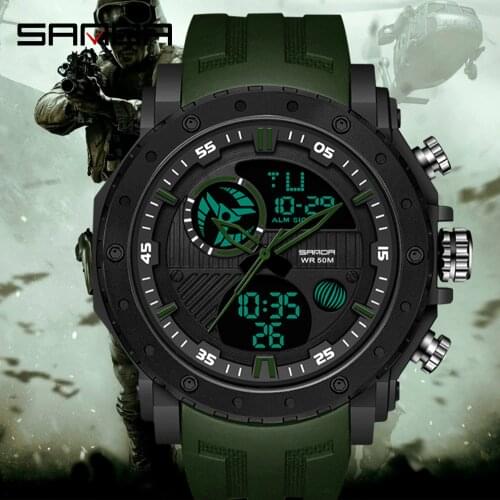 SANDA 2020 Fashion New Flagship Mens Watch Multifunction Sports Style Dual Display Digital Wristwatch Gifts Relogio Masculino