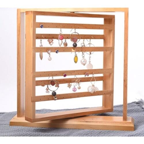Earring Display Rack Shelf Earring Stud Holder Jewelry Showcase Earring Showing Props with Wood and Velvet
