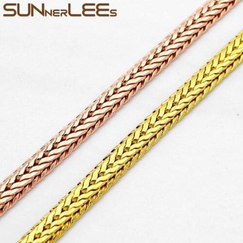 SUNNERLEES Fashion Jewelry Rose Gold Color Necklace 6mm Snake Herringbone Link Chain For Mens Womens Gift C28 N