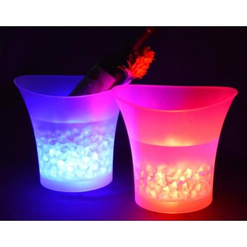 New LED 5L Waterproof Plastic Ice Bucket 7 Color Bars Nightclubs LED Light Up Champagne Beer Bucket Bars Night Party Ice Bucket